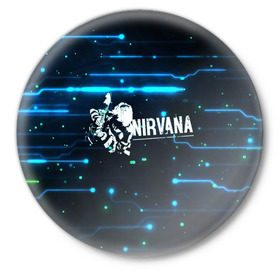 Значок с принтом Схема Nirvana (Курт Кобейн) в Белгороде,  металл | круглая форма, металлическая застежка в виде булавки | kurt cobain | микросхема | нирвана | плата