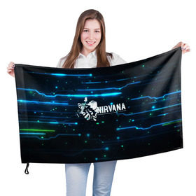 Флаг 3D с принтом Схема Nirvana (Курт Кобейн) в Белгороде, 100% полиэстер | плотность ткани — 95 г/м2, размер — 67 х 109 см. Принт наносится с одной стороны | kurt cobain | микросхема | нирвана | плата
