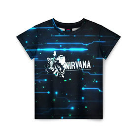Детская футболка 3D с принтом Схема Nirvana (Курт Кобейн) в Белгороде, 100% гипоаллергенный полиэфир | прямой крой, круглый вырез горловины, длина до линии бедер, чуть спущенное плечо, ткань немного тянется | kurt cobain | микросхема | нирвана | плата