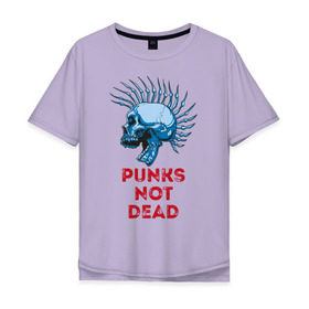 Мужская футболка хлопок Oversize с принтом Punks not dead в Белгороде, 100% хлопок | свободный крой, круглый ворот, “спинка” длиннее передней части | music | punk | rock | skull | музыка | панк | рок | череп | черепа