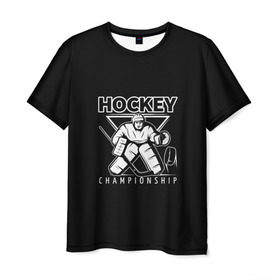 Мужская футболка 3D с принтом Hockey Championship в Белгороде, 100% полиэфир | прямой крой, круглый вырез горловины, длина до линии бедер | bandy | hockey | клюшка | коньки | лед | спорт | хоккей