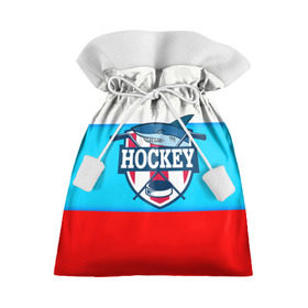 Подарочный 3D мешок с принтом Акула хоккея в Белгороде, 100% полиэстер | Размер: 29*39 см | Тематика изображения на принте: bandy | hockey | клюшка | коньки | лед | россия | русский хоккей | спорт | хоккей