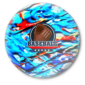 Значок с принтом Бейсбол color в Белгороде,  металл | круглая форма, металлическая застежка в виде булавки | Тематика изображения на принте: baseball | sport | бейсбол | спорт