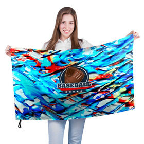 Флаг 3D с принтом Бейсбол color в Белгороде, 100% полиэстер | плотность ткани — 95 г/м2, размер — 67 х 109 см. Принт наносится с одной стороны | baseball | sport | бейсбол | спорт
