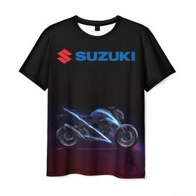 Мужская футболка 3D с принтом Suzuki в Белгороде, 100% полиэфир | прямой крой, круглый вырез горловины, длина до линии бедер | suzuki | байк | мотик | мото | мотоцикл | спортбайк | сузуки