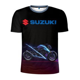 Мужская футболка 3D спортивная с принтом Suzuki в Белгороде, 100% полиэстер с улучшенными характеристиками | приталенный силуэт, круглая горловина, широкие плечи, сужается к линии бедра | suzuki | байк | мотик | мото | мотоцикл | спортбайк | сузуки