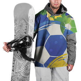 Накидка на куртку 3D с принтом Яркий футбол в Белгороде, 100% полиэстер |  | бразилия | желтый | зеленый | игра | мяч | синий | цвет