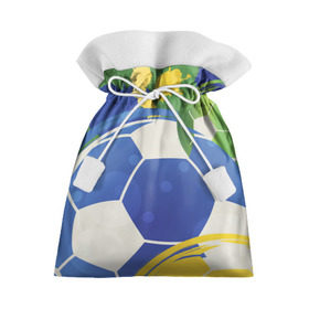 Подарочный 3D мешок с принтом Яркий футбол в Белгороде, 100% полиэстер | Размер: 29*39 см | бразилия | желтый | зеленый | игра | мяч | синий | цвет