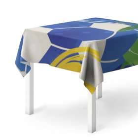 Скатерть 3D с принтом Яркий футбол в Белгороде, 100% полиэстер (ткань не мнется и не растягивается) | Размер: 150*150 см | бразилия | желтый | зеленый | игра | мяч | синий | цвет