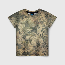 Детская футболка 3D с принтом Khaki 2 в Белгороде, 100% гипоаллергенный полиэфир | прямой крой, круглый вырез горловины, длина до линии бедер, чуть спущенное плечо, ткань немного тянется | армейская | военная | камуфляж | хаки