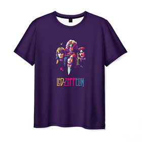 Мужская футболка 3D с принтом Led Zeppelin Color в Белгороде, 100% полиэфир | прямой крой, круглый вырез горловины, длина до линии бедер | рок