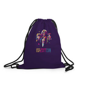 Рюкзак-мешок 3D с принтом Led Zeppelin Color в Белгороде, 100% полиэстер | плотность ткани — 200 г/м2, размер — 35 х 45 см; лямки — толстые шнурки, застежка на шнуровке, без карманов и подкладки | Тематика изображения на принте: рок