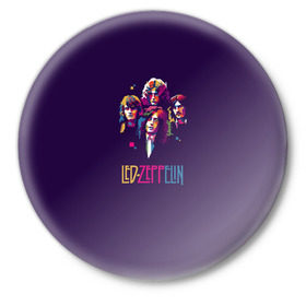Значок с принтом Led Zeppelin Color в Белгороде,  металл | круглая форма, металлическая застежка в виде булавки | рок