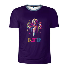 Мужская футболка 3D спортивная с принтом Led Zeppelin Color в Белгороде, 100% полиэстер с улучшенными характеристиками | приталенный силуэт, круглая горловина, широкие плечи, сужается к линии бедра | рок