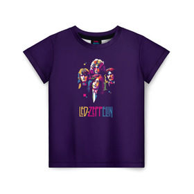 Детская футболка 3D с принтом Led Zeppelin Color в Белгороде, 100% гипоаллергенный полиэфир | прямой крой, круглый вырез горловины, длина до линии бедер, чуть спущенное плечо, ткань немного тянется | Тематика изображения на принте: рок