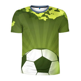 Мужская футболка 3D спортивная с принтом Футбол без границ в Белгороде, 100% полиэстер с улучшенными характеристиками | приталенный силуэт, круглая горловина, широкие плечи, сужается к линии бедра | зеленый | игра | мяч | поле
