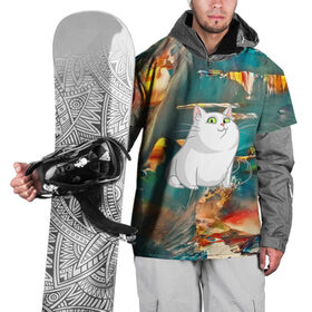 Накидка на куртку 3D с принтом Белый котик в Белгороде, 100% полиэстер |  | Тематика изображения на принте: cat | арт | взгляд | кот | кот хипстер | котёнок | котятки | котятушки | кошечки | кошка | мордочка