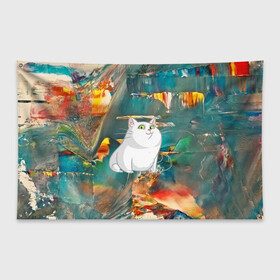 Флаг-баннер с принтом Белый котик в Белгороде, 100% полиэстер | размер 67 х 109 см, плотность ткани — 95 г/м2; по краям флага есть четыре люверса для крепления | cat | арт | взгляд | кот | кот хипстер | котёнок | котятки | котятушки | кошечки | кошка | мордочка