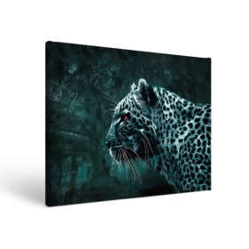 Холст прямоугольный с принтом Леопард неоновый в Белгороде, 100% ПВХ |  | гепард | леопард | темный | хищник