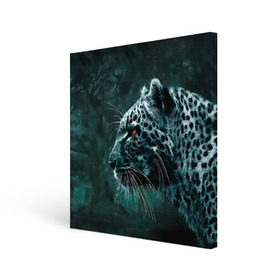 Холст квадратный с принтом Леопард неоновый в Белгороде, 100% ПВХ |  | гепард | леопард | темный | хищник