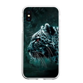 Чехол для iPhone XS Max матовый с принтом Леопард в Белгороде, Силикон | Область печати: задняя сторона чехла, без боковых панелей | гепард | леопард | темный | хищник