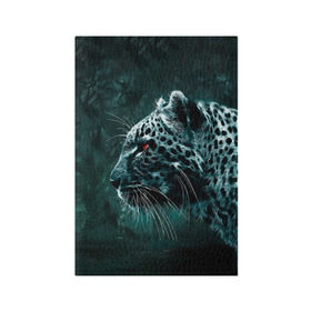 Обложка для паспорта матовая кожа с принтом Леопард неоновый в Белгороде, натуральная матовая кожа | размер 19,3 х 13,7 см; прозрачные пластиковые крепления | гепард | леопард | темный | хищник