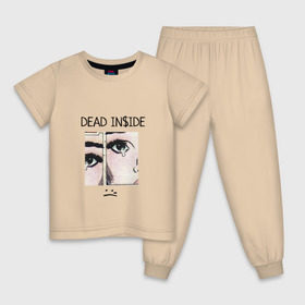 Детская пижама хлопок с принтом Dead Inside / Мертвый Внутри в Белгороде, 100% хлопок |  брюки и футболка прямого кроя, без карманов, на брюках мягкая резинка на поясе и по низу штанин
 | Тематика изображения на принте: skate | swag | top | trend | мерч