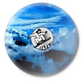 Значок с принтом Snowboard в Белгороде,  металл | круглая форма, металлическая застежка в виде булавки | Тематика изображения на принте: 