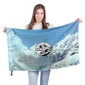 Флаг 3D с принтом Лыжный спорт в Белгороде, 100% полиэстер | плотность ткани — 95 г/м2, размер — 67 х 109 см. Принт наносится с одной стороны | ski patrol | sport | возвышение | возвышенность | гора | горка | национальный парк | облака | склон | снег | спорт | холм