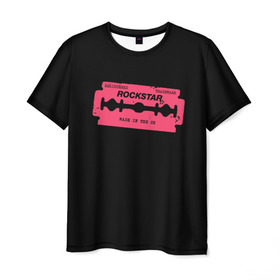 Мужская футболка 3D с принтом Rockstar Razor в Белгороде, 100% полиэфир | прямой крой, круглый вырез горловины, длина до линии бедер | auto | dead | grand | red | redemption | theft | бритва | гта | лезвие | рокстар