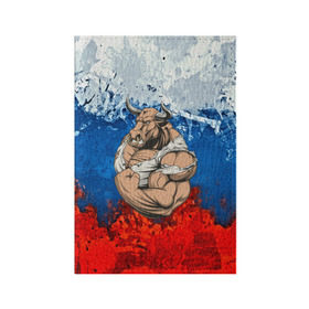 Обложка для паспорта матовая кожа с принтом Буйвол в Белгороде, натуральная матовая кожа | размер 19,3 х 13,7 см; прозрачные пластиковые крепления | abstraction | grunge | абстракция | буйвол | бык | краска | русский | триколор | я русский