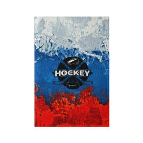 Обложка для паспорта матовая кожа с принтом Хоккей триколор в Белгороде, натуральная матовая кожа | размер 19,3 х 13,7 см; прозрачные пластиковые крепления | bandy | hockey | клюшка | коньки | лед | россия | русский хоккей | спорт | хоккей | чемпионат