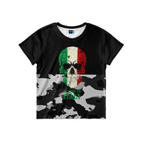 Детская футболка 3D с принтом Made in Italy в Белгороде, 100% гипоаллергенный полиэфир | прямой крой, круглый вырез горловины, длина до линии бедер, чуть спущенное плечо, ткань немного тянется | camouflage | made in italy | skull | абстракция | города | италия | камуфляж | нация | страны | текстуры | череп