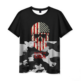 Мужская футболка 3D с принтом Made in USA в Белгороде, 100% полиэфир | прямой крой, круглый вырез горловины, длина до линии бедер | camouflage | made in usa | skull | абстракция | америка | города | камуфляж | нация | страны | текстуры | череп