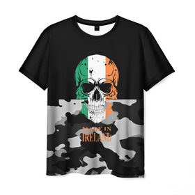 Мужская футболка 3D с принтом Made in Ireland в Белгороде, 100% полиэфир | прямой крой, круглый вырез горловины, длина до линии бедер | Тематика изображения на принте: camouflage | made in ireland | skull | абстракция | города | ирландия | камуфляж | нация | страны | текстуры | череп