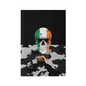 Обложка для паспорта матовая кожа с принтом Made in Ireland в Белгороде, натуральная матовая кожа | размер 19,3 х 13,7 см; прозрачные пластиковые крепления | Тематика изображения на принте: camouflage | made in ireland | skull | абстракция | города | ирландия | камуфляж | нация | страны | текстуры | череп