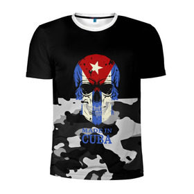 Мужская футболка 3D спортивная с принтом Made in Cuba в Белгороде, 100% полиэстер с улучшенными характеристиками | приталенный силуэт, круглая горловина, широкие плечи, сужается к линии бедра | camouflage | made in cuba | skull | абстракция | города | камуфляж | куба | нация | страны | текстуры | череп