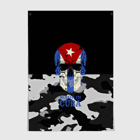 Постер с принтом Made in Cuba в Белгороде, 100% бумага
 | бумага, плотность 150 мг. Матовая, но за счет высокого коэффициента гладкости имеет небольшой блеск и дает на свету блики, но в отличии от глянцевой бумаги не покрыта лаком | camouflage | made in cuba | skull | абстракция | города | камуфляж | куба | нация | страны | текстуры | череп