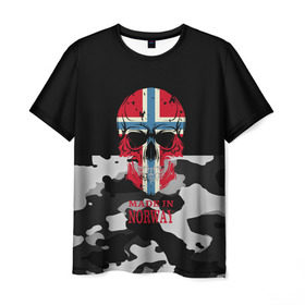 Мужская футболка 3D с принтом Made in Norway в Белгороде, 100% полиэфир | прямой крой, круглый вырез горловины, длина до линии бедер | camouflage | made in norway | skull | абстракция | города | камуфляж | нация | норвегия | страны | текстуры | череп