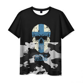 Мужская футболка 3D с принтом Made in Finland в Белгороде, 100% полиэфир | прямой крой, круглый вырез горловины, длина до линии бедер | camouflage | made in finland | skull | абстракция | города | камуфляж | нация | страны | текстуры | череп