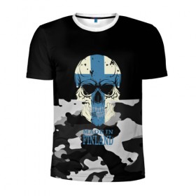 Мужская футболка 3D спортивная с принтом Made in Finland в Белгороде, 100% полиэстер с улучшенными характеристиками | приталенный силуэт, круглая горловина, широкие плечи, сужается к линии бедра | camouflage | made in finland | skull | абстракция | города | камуфляж | нация | страны | текстуры | череп