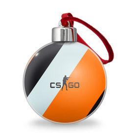 Ёлочный шар с принтом Cs Go Asi #2 в Белгороде, Пластик | Диаметр: 77 мм | cs go | контр страйк гоу  полосы | оранжевый | серый | чёрный