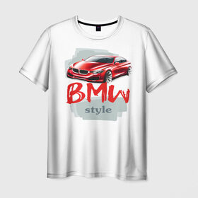 Мужская футболка 3D с принтом BMW style в Белгороде, 100% полиэфир | прямой крой, круглый вырез горловины, длина до линии бедер | Тематика изображения на принте: 