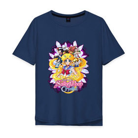 Мужская футболка хлопок Oversize с принтом Sailor Moon Crystal в Белгороде, 100% хлопок | свободный крой, круглый ворот, “спинка” длиннее передней части | sailor moon | аниме | анимэ | волосы | глаза | девочка | косы | луна в матроске | месяц | мультик | мультсериал | мультфильм | се | сейлор | сейлор ви | сейлор винера | сейлор марс | сейлор меркурий