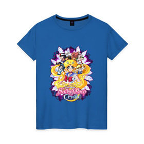 Женская футболка хлопок с принтом Sailor Moon Crystal в Белгороде, 100% хлопок | прямой крой, круглый вырез горловины, длина до линии бедер, слегка спущенное плечо | sailor moon | аниме | анимэ | волосы | глаза | девочка | косы | луна в матроске | месяц | мультик | мультсериал | мультфильм | се | сейлор | сейлор ви | сейлор винера | сейлор марс | сейлор меркурий