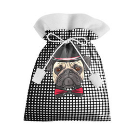 Подарочный 3D мешок с принтом Mr. Pug в Белгороде, 100% полиэстер | Размер: 29*39 см | Тематика изображения на принте: animal | dog | pet | pug | puppy | арт | горошек | джентльмен | животные | кружочки | мопс | мопсик | пес | собаки | текстура | французский бульдог