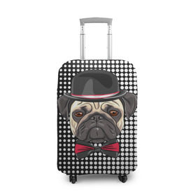 Чехол для чемодана 3D с принтом Mr. Pug в Белгороде, 86% полиэфир, 14% спандекс | двустороннее нанесение принта, прорези для ручек и колес | animal | dog | pet | pug | puppy | арт | горошек | джентльмен | животные | кружочки | мопс | мопсик | пес | собаки | текстура | французский бульдог