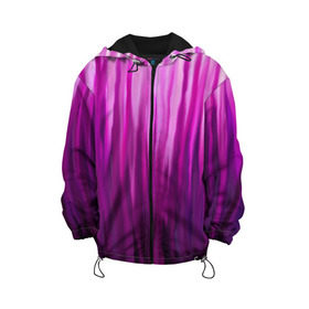 Детская куртка 3D с принтом фиолетово-черные краски в Белгороде, 100% полиэстер | застежка — молния, подол и капюшон оформлены резинкой с фиксаторами, по бокам — два кармана без застежек, один потайной карман на груди, плотность верхнего слоя — 90 г/м2; плотность флисового подклада — 260 г/м2 | Тематика изображения на принте: color | violet | акварель | краски | полосы | фиолетовый | цвет | черный | ярко