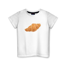 Детская футболка хлопок с принтом Круассан в Белгороде, 100% хлопок | круглый вырез горловины, полуприлегающий силуэт, длина до линии бедер | Тематика изображения на принте: 