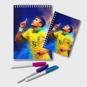 Блокнот с принтом Neymar в Белгороде, 100% бумага | 48 листов, плотность листов — 60 г/м2, плотность картонной обложки — 250 г/м2. Листы скреплены удобной пружинной спиралью. Цвет линий — светло-серый
 | neymar | неймар | сборная бразилии